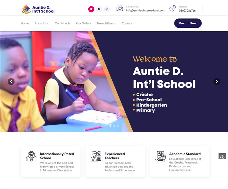 Auntie D International website screenshot